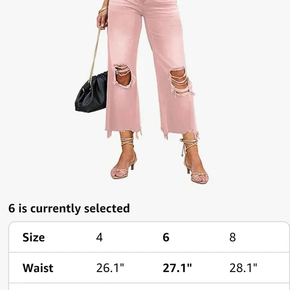 Stylish Pink Distressed Women Jeans - Picture 4 of 4